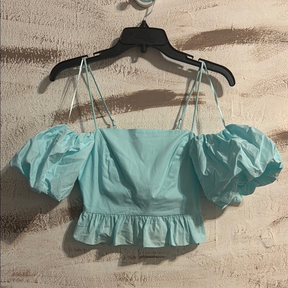 Light Blue Off-Shoulder Women's Top